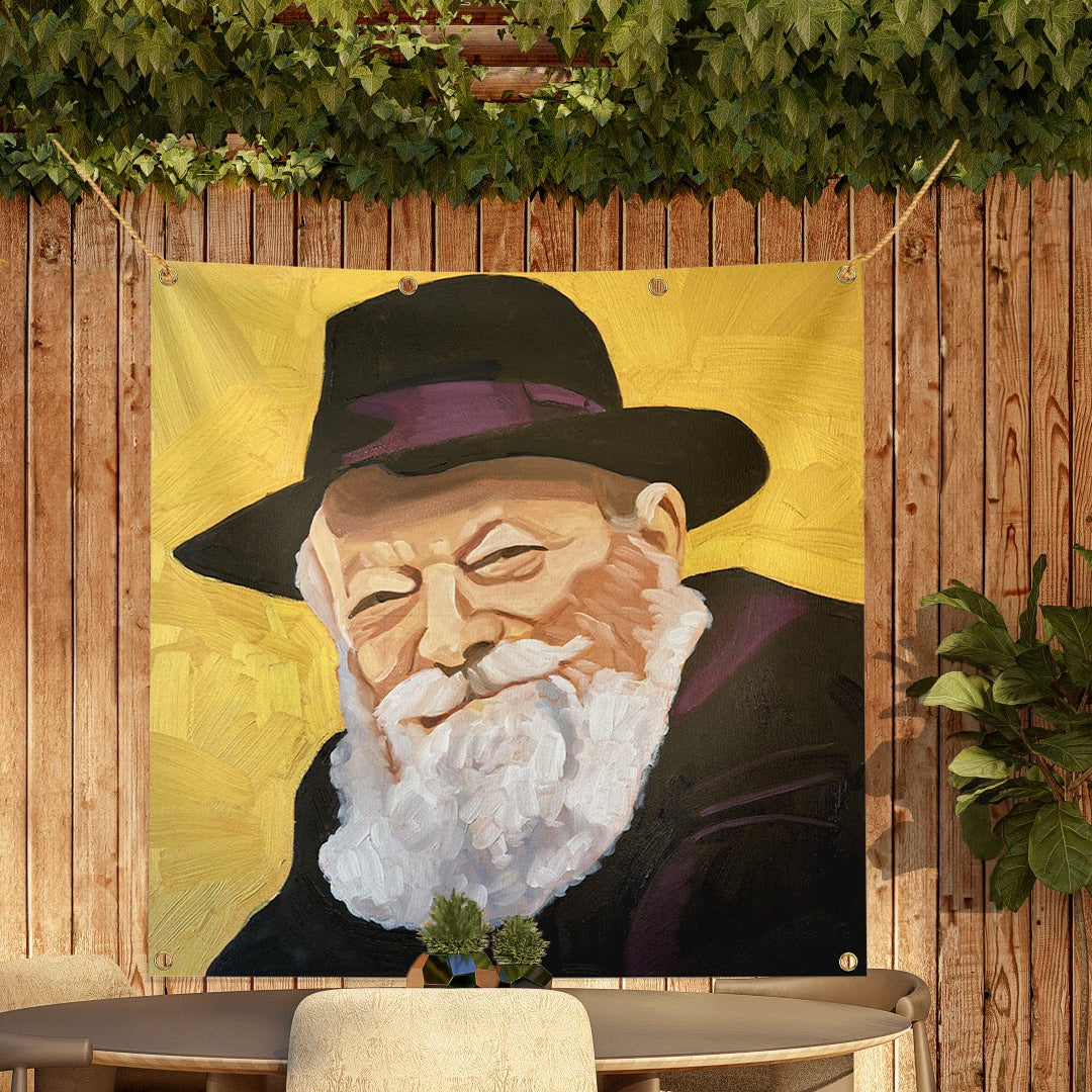 To know and to care Sukkah tapestry with build-in ties and grommets