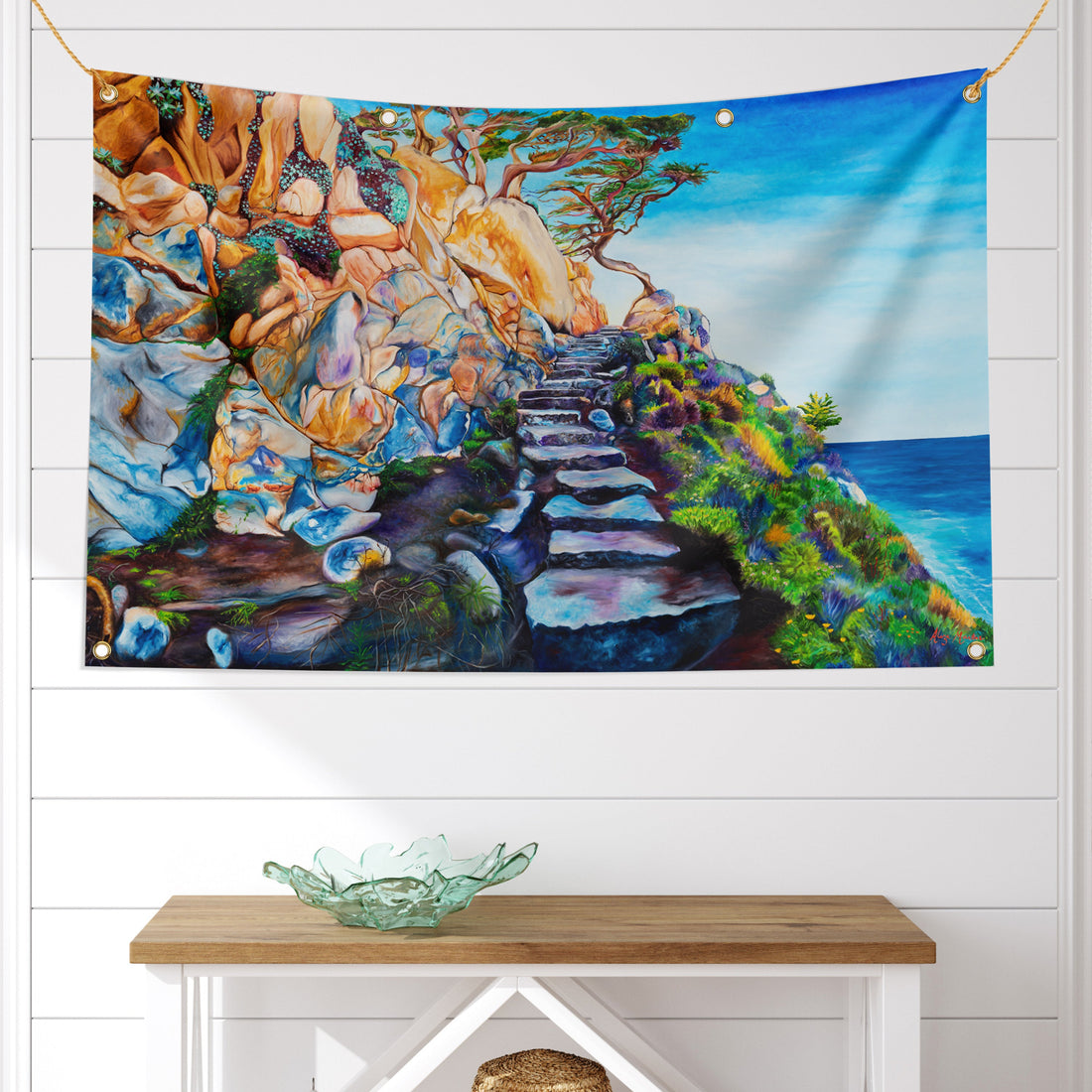 Song of Ascent Sukkah mural with built-in ties and grommets
