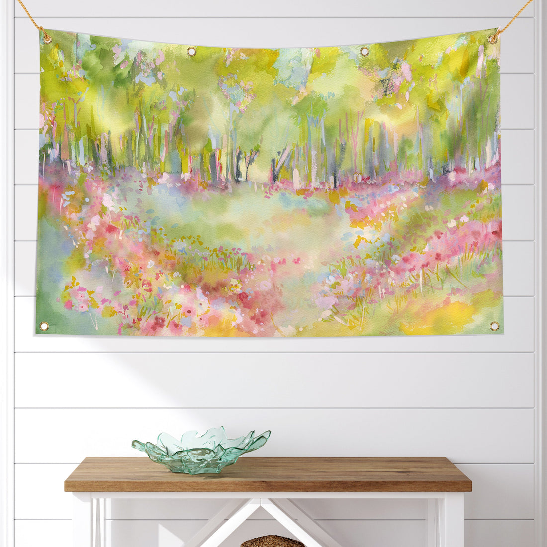lost in the blossoms sukkah tapestry with built-in grommets